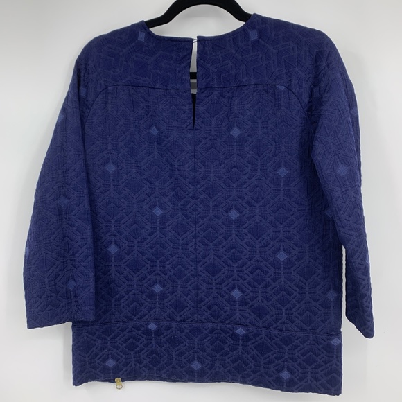 J.Crew womens 2 top blouse Matelasse Zip Vivid Ink - Picture 5 of 5